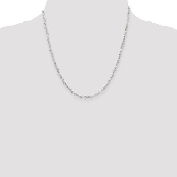 3.5mm, Sterling Silver Heart Link Chain Necklace, 20 Inch - Picture 2 of 8